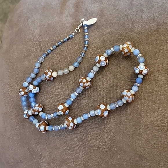 HANDMADE Agate Quartz Lampwork Beaded Artsy Opera Necklace - Picture 3 of 7